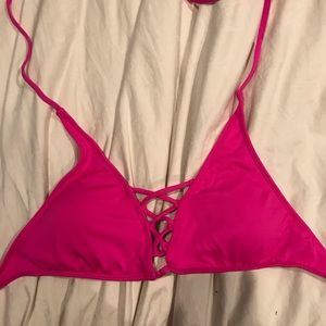 Pink criss cross bikini top worn once